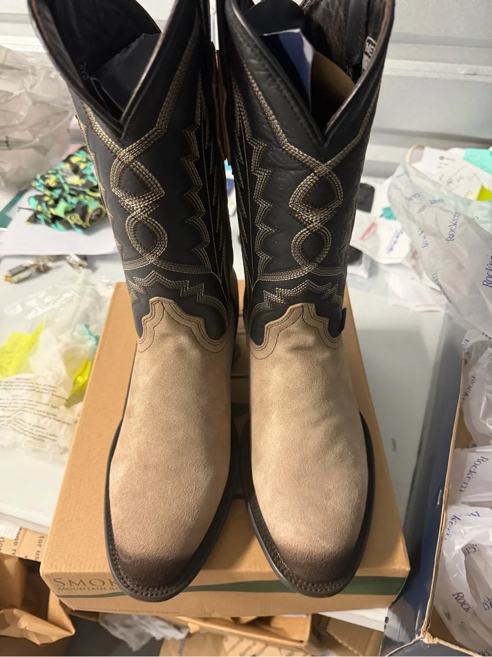 ROCKEM boots GAMOZA beige men 8/women 10 5221 new in box Luke Suede round toe co